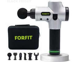 FORFIT Massage Gun - Metallic Silver – 30 Standen en 6 Opzetstukken – Draadloos en stil – Professioneel Massage apparaat- Massage Pistool