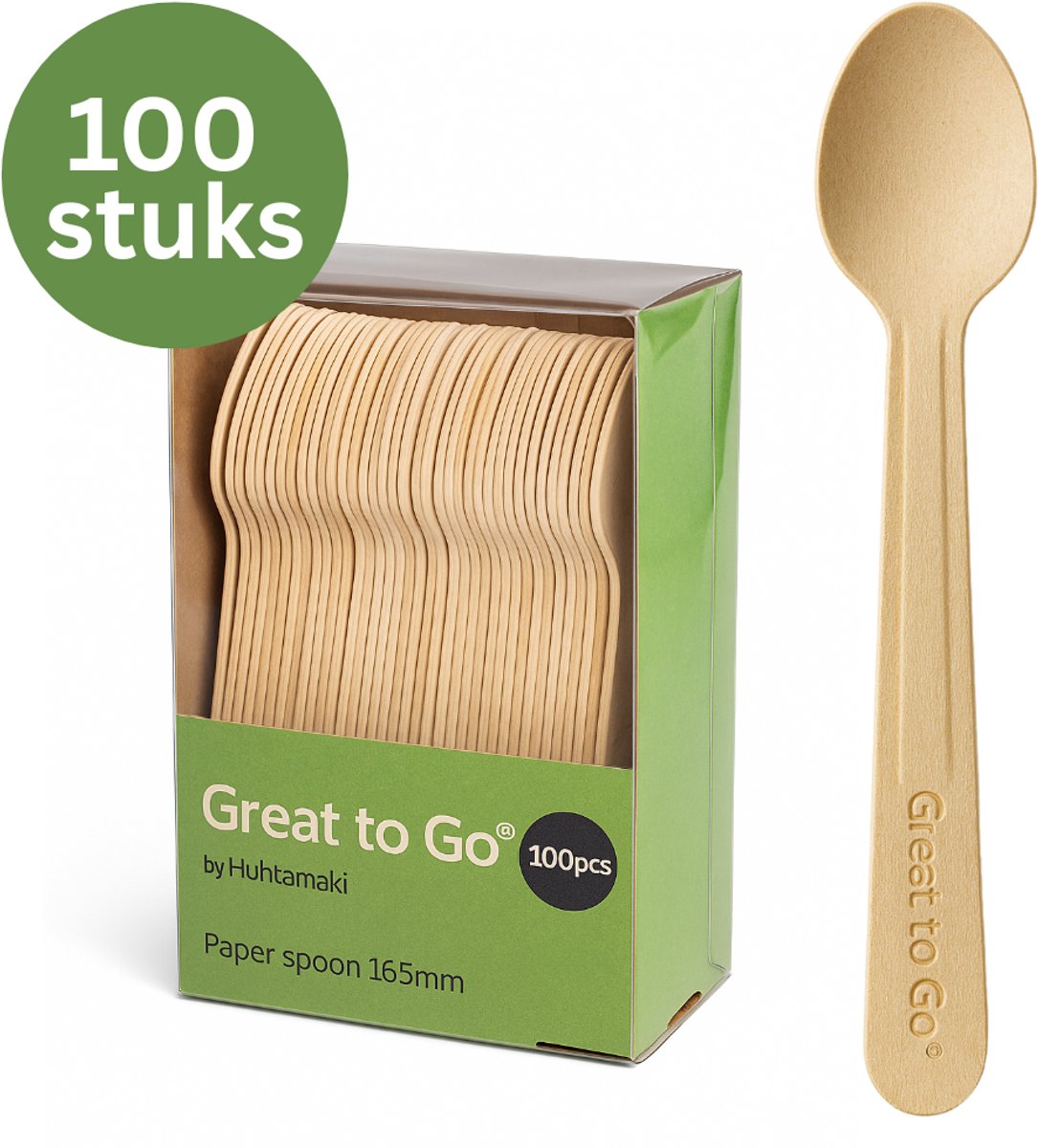 Great to Go® - 100x Houten Lepel 165mm – Bestek Set voor Picknick, Bruiloft & Feest