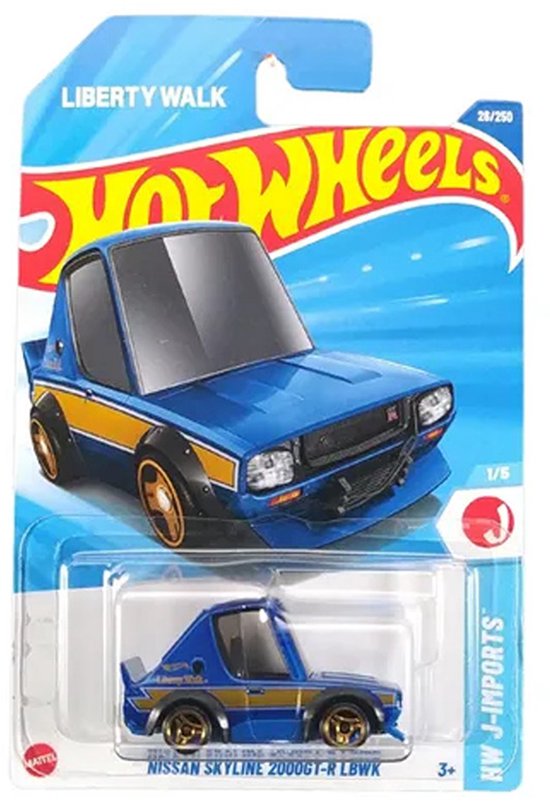 HOT WHEELS LIBERTY WALK NISSAN SKYLINE 2000GT-R LBWK LIBERTY BLEU