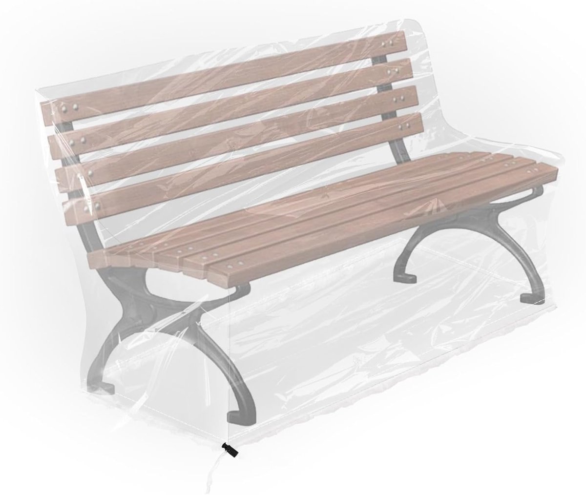 Famanu - 3-zits afdekzeil, tuinmeubelen, tuinbank, afdekking, transparant, beschermhoes, tuinbank met trekkoord, trekkoordsluiting onder, afdekhoes, hoezen PE 160 x 80 x 75 cm, voor tuinbank, regenbescherming