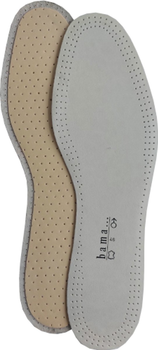Bama Classic Exquisit Leren Inlegzool - Lederzool - Latex Schuim met Koolstof - Vochtopnemend en Schokdempend - Maat 46
