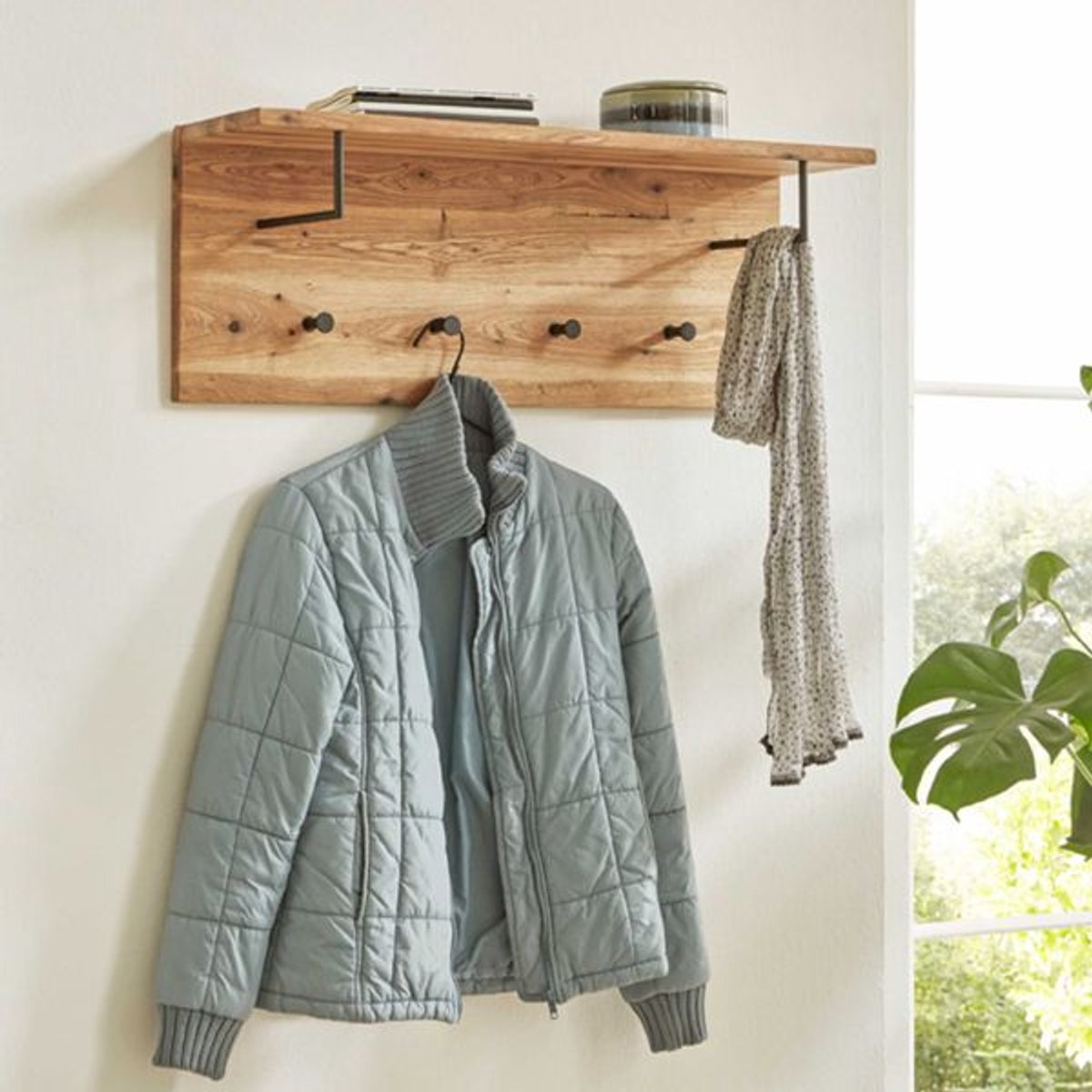Wandpaneel Met Plank En 4 Knoppen | 80 X 20 X 30 Cm | Royal Oak-design - Haku - Wandkapstokken - Bruin - Hout