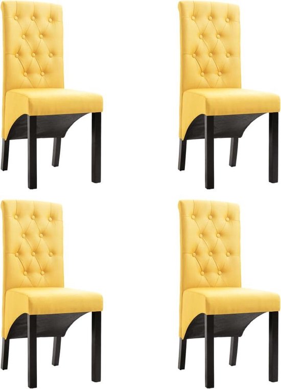 vidaXL Eetkamerstoelen 4 st stof geel vidaXL Eetkamerstoelen 4 st stof geel