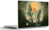Laptop sticker - 10.1 inch - Bloemen - Bladeren - Zon - Groen - 25x18cm - Laptopstickers - Laptop skin - Cover