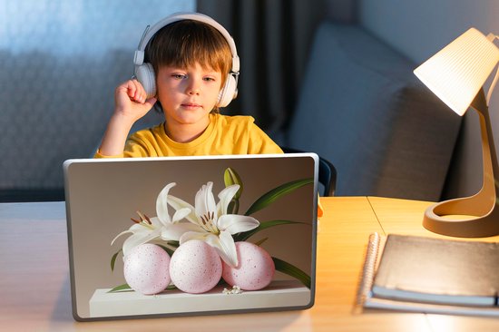 Laptop sticker - 14 inch - Lelies - Eieren - Pasen - 32x5x23x5cm - Laptopstickers - Laptop skin - Cover