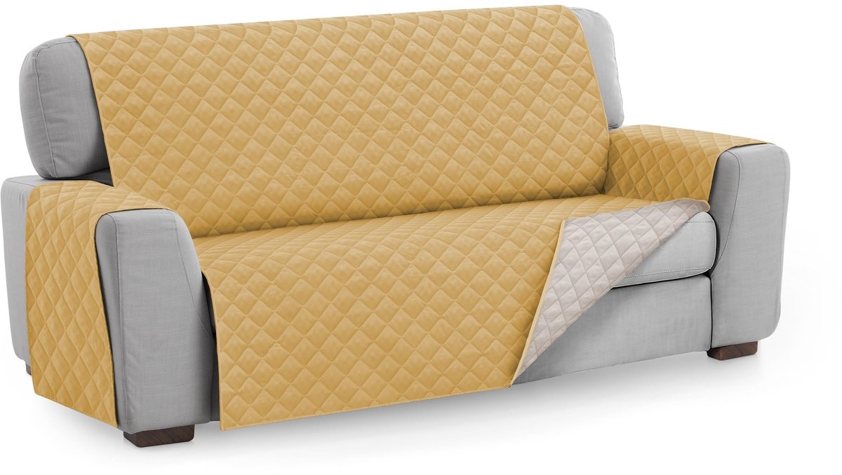 Ibenzoa Omkeerbare Gewatteerde Bankbescherming voor 3-Zits Fauteuils in Mosterdkleur geel