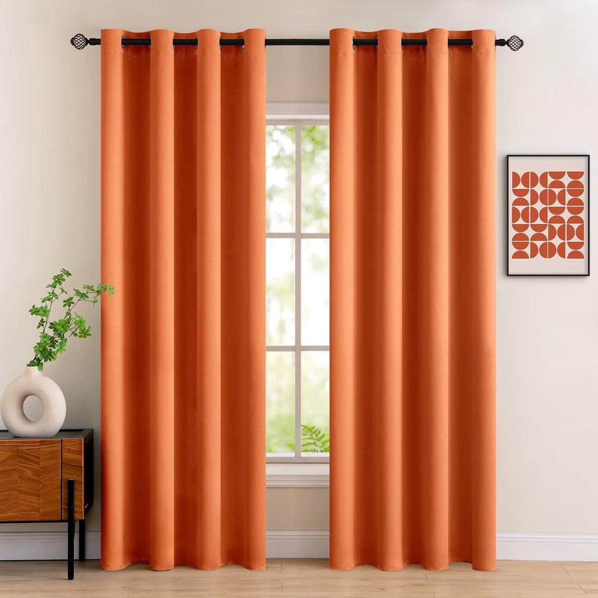 Ibenzoa Dichte Verduistering Gordijnen Paars 140x245cm - Zachte Ringgordijnen voor Slaapkamer en Woonkamer Oranje