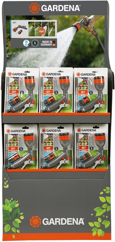 Gardena multifunctionele broes met waterstop, vorstbestendig, pistoolbroes met inschakelknop, zachte beschermring