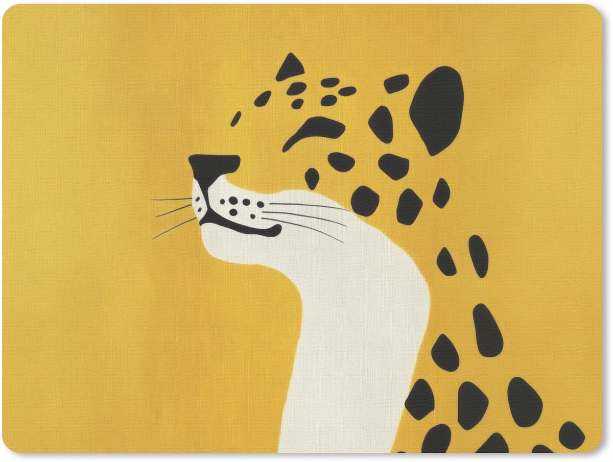 Muismat 23x19 cm - Mousepad Cheetah - Illustratie - Geel - Muismatten
