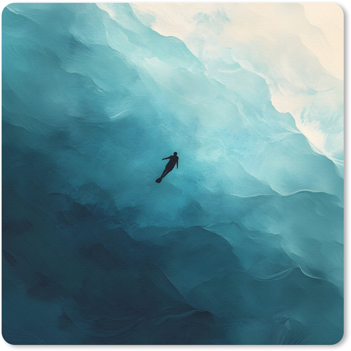 Muismat 30x30 cm - Mousepad Zee - Silhouet - Abstract - Blauw - Muismatten