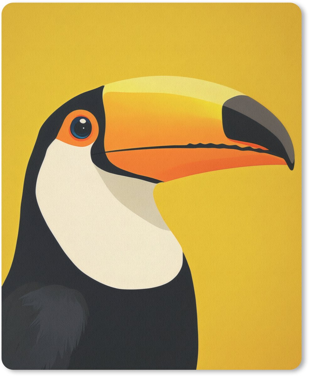 Muismat 19x23 cm - Mousepad Toekan - Minimalistisch - Snavel - Oranje - Muismatten