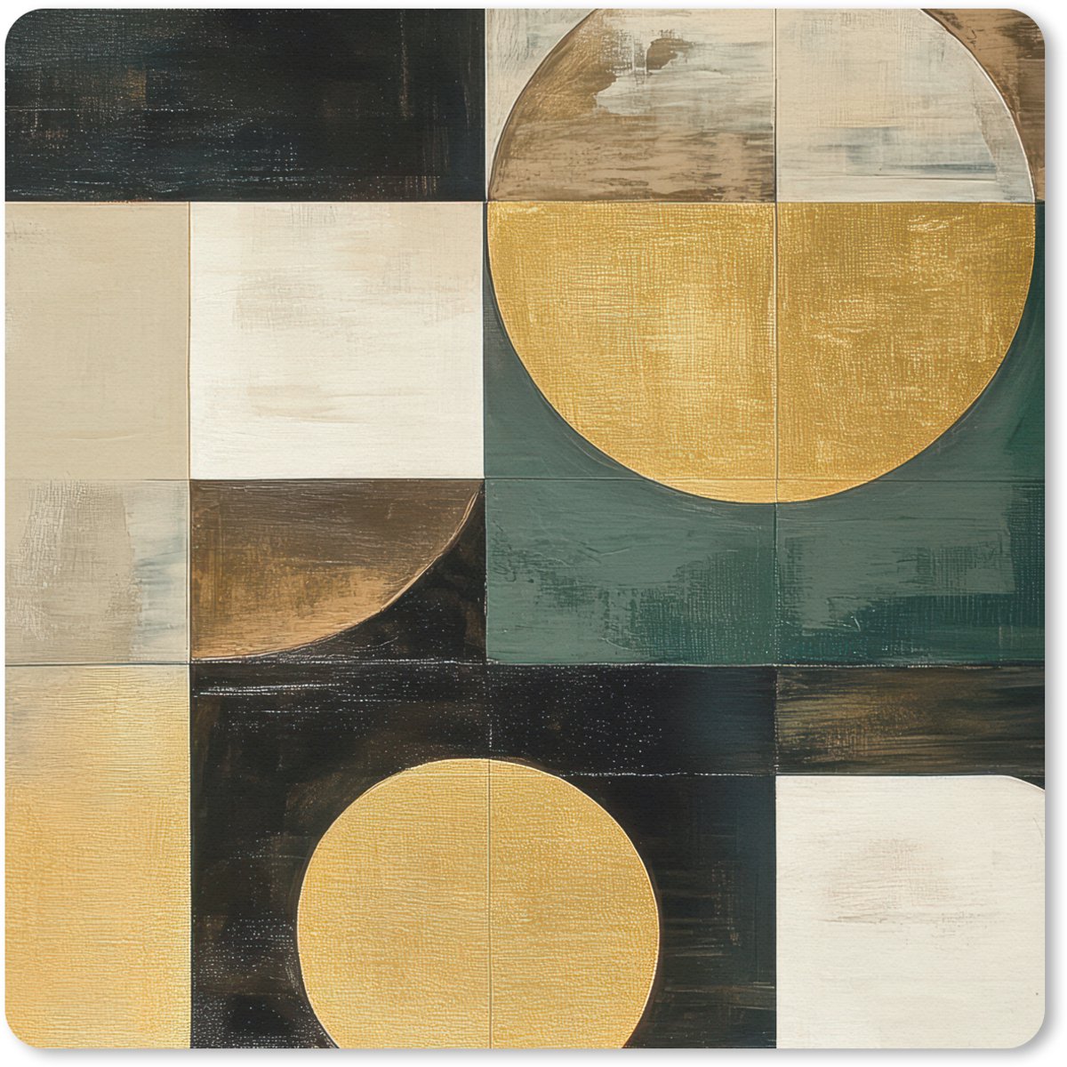 Muismat 20x20 cm - Mousepad Abstract - Goud - Brons - Vormen - Geometrisch - Muismatten