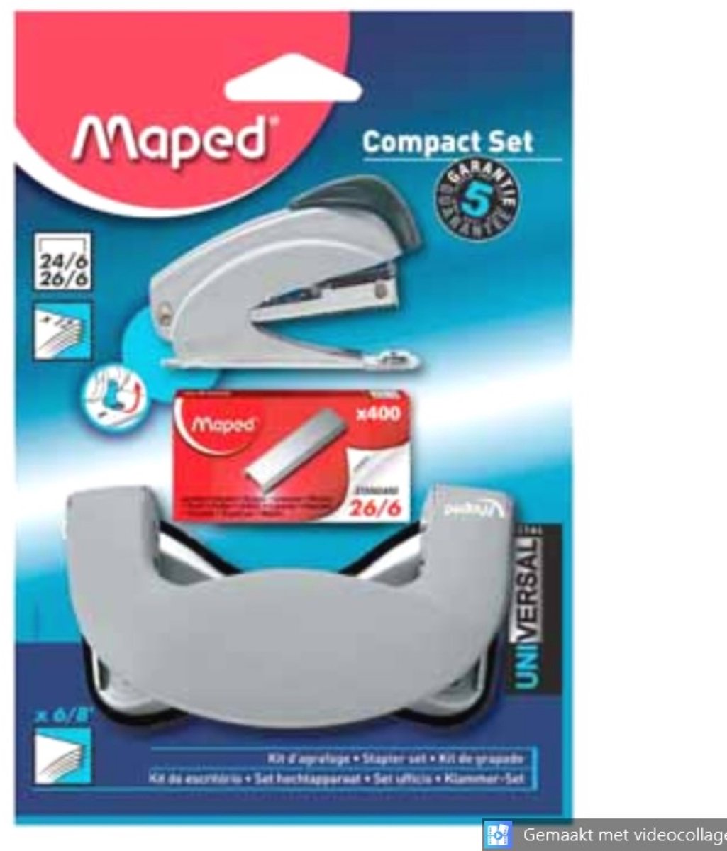 Bureau Set Maped - Compact - Perforator - Nietmachine - Nietjes 26/6 - Blister