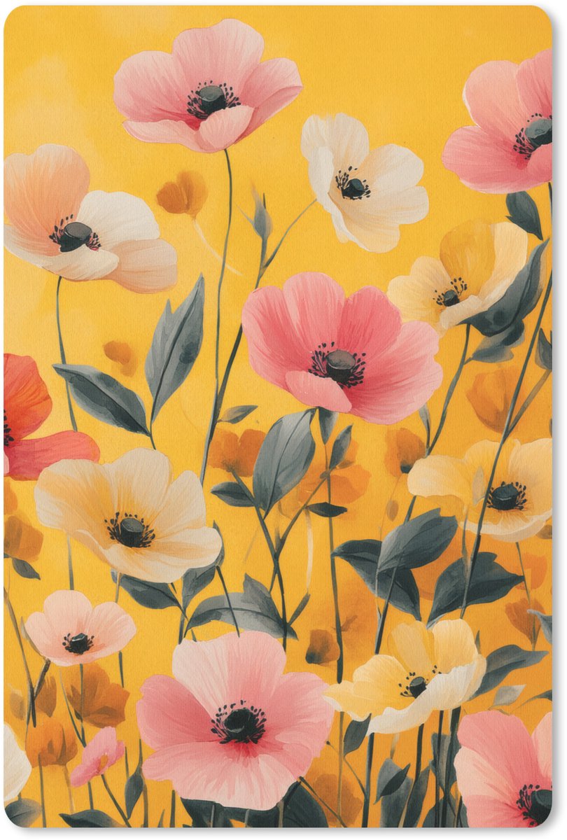 Muismat 18x27 cm - Mousepad Bloemen - Veld - Geel - Muismatten