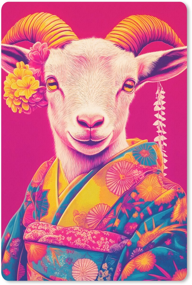 Muismat 18x27 cm - Mousepad Geit - Hoorns - Kimono - Kleurrijk - Muismatten