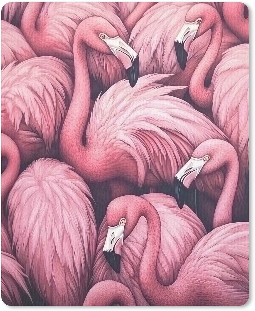 Muismat 19x23 cm - Mousepad Flamingo - Roze - Dieren - Muismatten