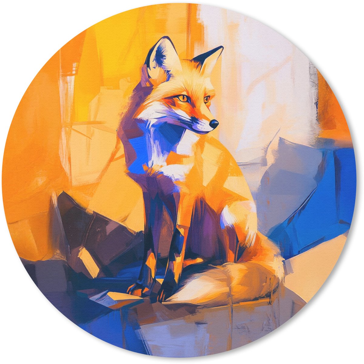 Muismat rond 20x20 cm - Mousepad Vos - Oranje - Vormen - Abstract - Ronde muismatten