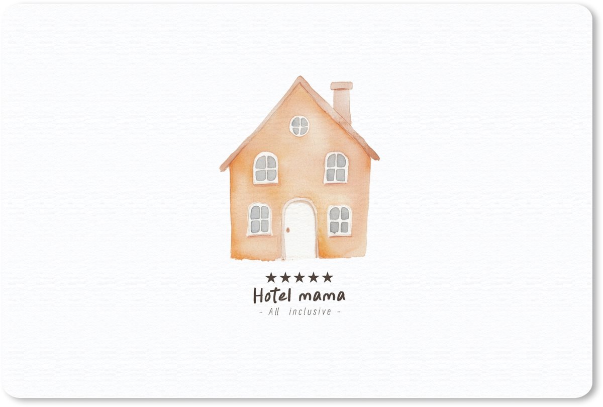 Muismat 27x18 cm - Mousepad Oranje - Huisje - Quote - Hotel - Muismatten