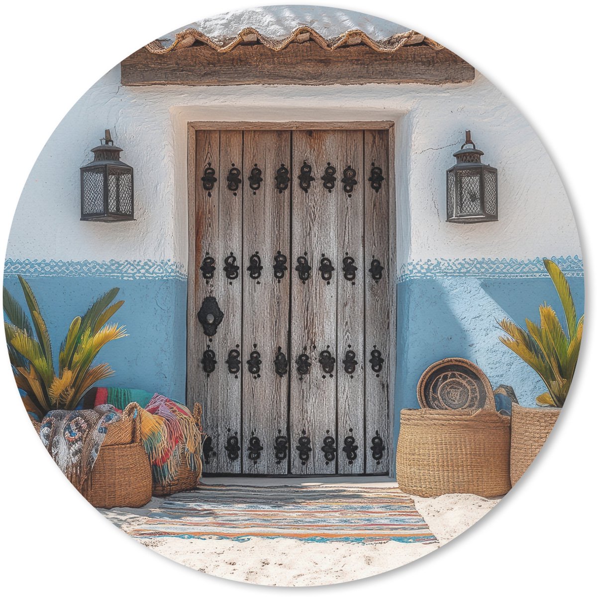 Muismat rond 40x40 cm - Mousepad Deur - Manden - Planten - Ronde muismatten