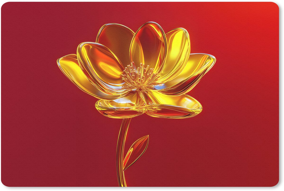 Muismat 27x18 cm - Mousepad Bloem - Goud - Glazen - Muismatten