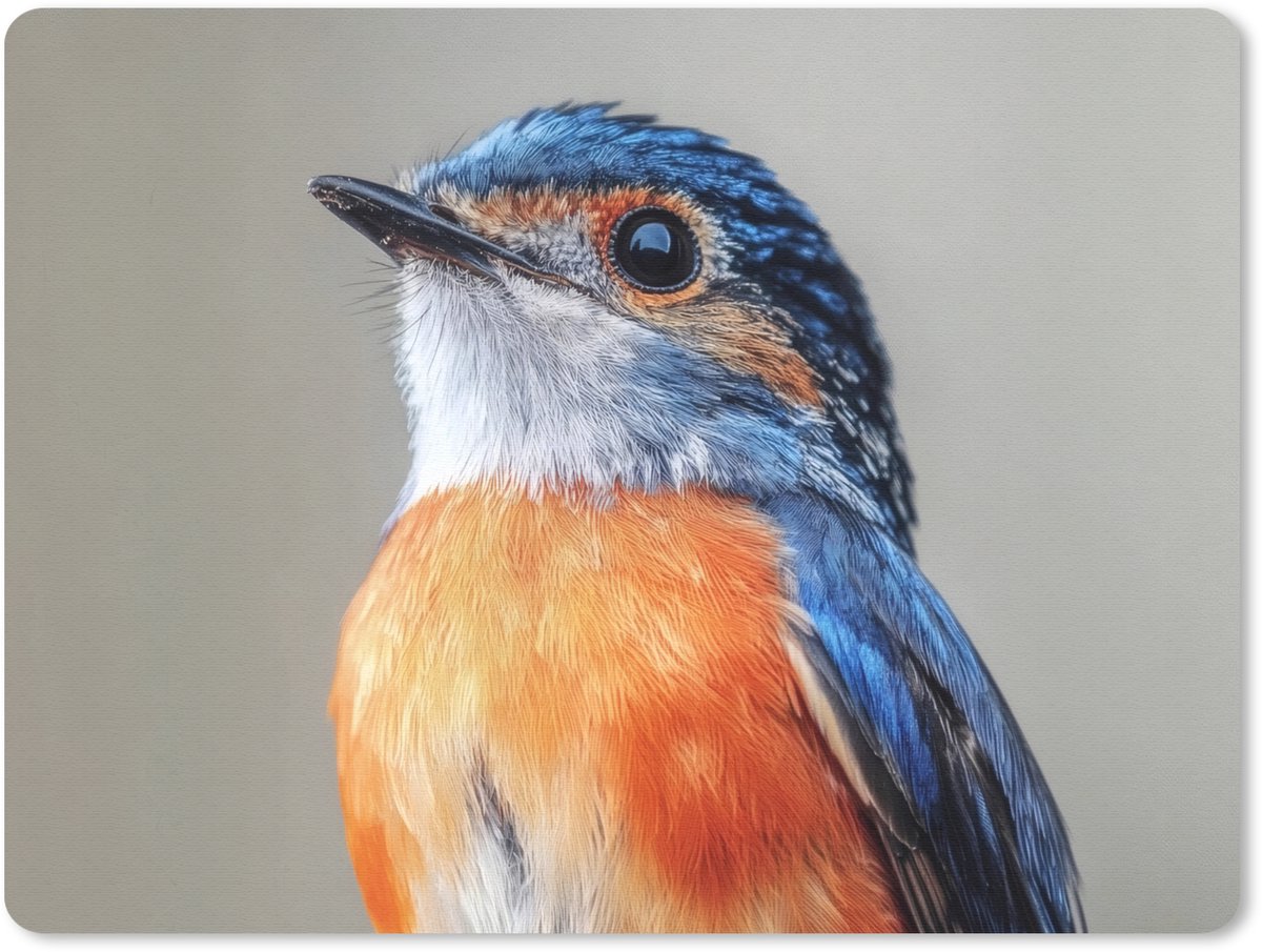 Muismat 23x19 cm - Mousepad Kleurrijk - Vogeltje - Veren - Blauw - Muismatten