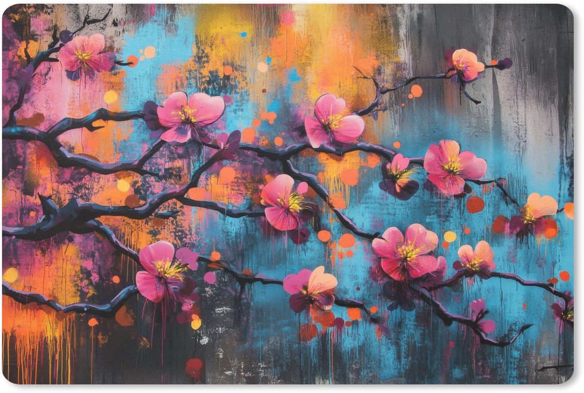 Muismat 27x18 cm - Mousepad Bloemen - Tak - Abstract - Roze - Muismatten