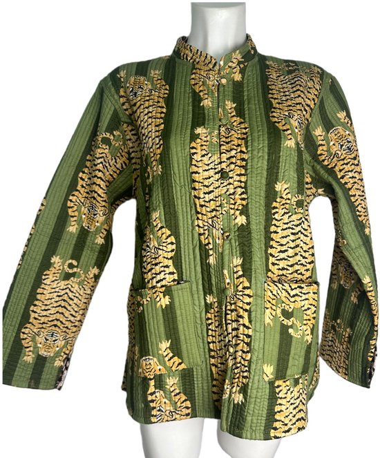 HS Reversible Jas – Tijgerprint Groen / Panterprint – 100% Katoen