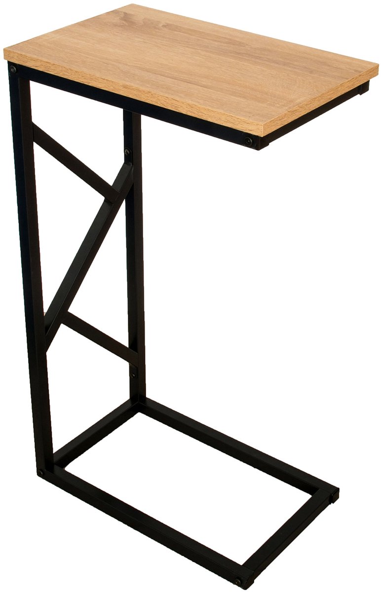 Ibenzoa Stijlvolle Salontafel met Houtlook en Zwart Stalen Onderstel voor Moderne Interieurs natuur