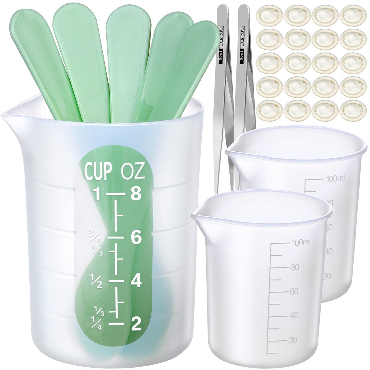 Ibenzoa® Complete Gereedschapsset voor Epoxyhars Creaties met Maatbekers en Accessoires, Herbruikbaar en Praktisch