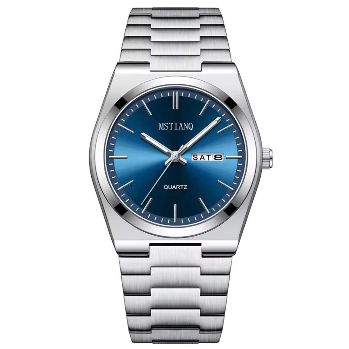 Selevie Horloge Quartz Classic - Zilverkleurig met blauwe wijzerplaat - Luxe en Comfort - Herenhorloge
