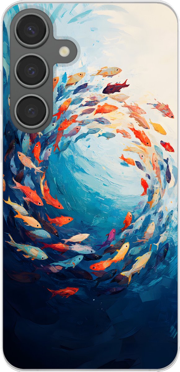 Telefoonhoesje Geschikt voor Samsung Galaxy S24 Plus hoesje - Zee - Vissen - Kleurrijk - Dynamisch - Siliconen Telefoonhoesje Telefoonhoesje