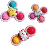 Femur® - Spinner - Unicorn - Fidget - Badspeelgoed - Spinners - Baby Spinner - Baby - Speelgoed - 3 stuks - Zuignap - Vrolijk - Happy - Sensorisch speelgoed