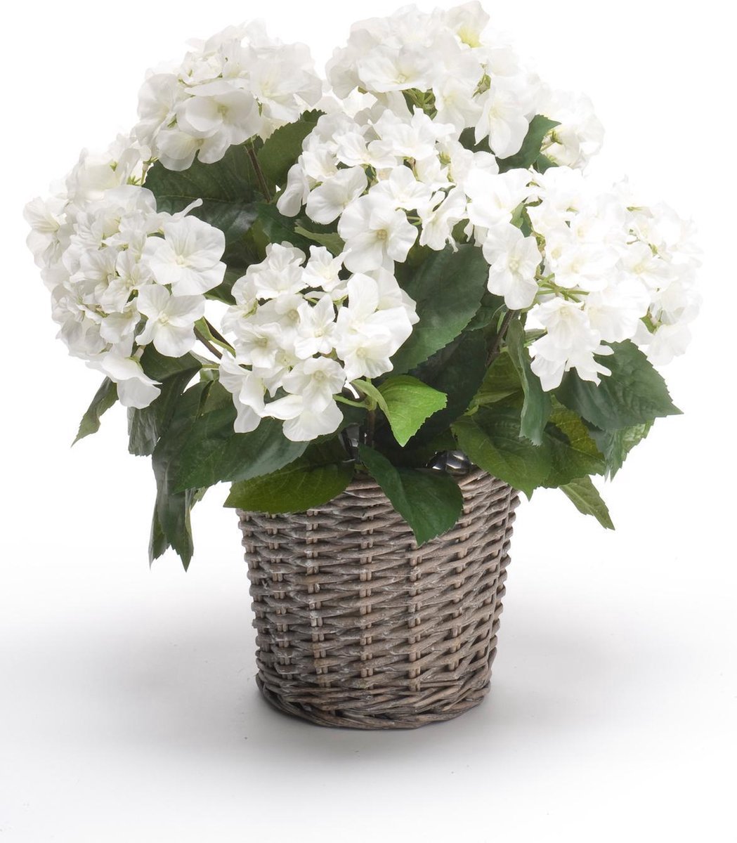 Emerald Kunstplant Hortensia 45cm wit in pot - Kunstplant voor binnen