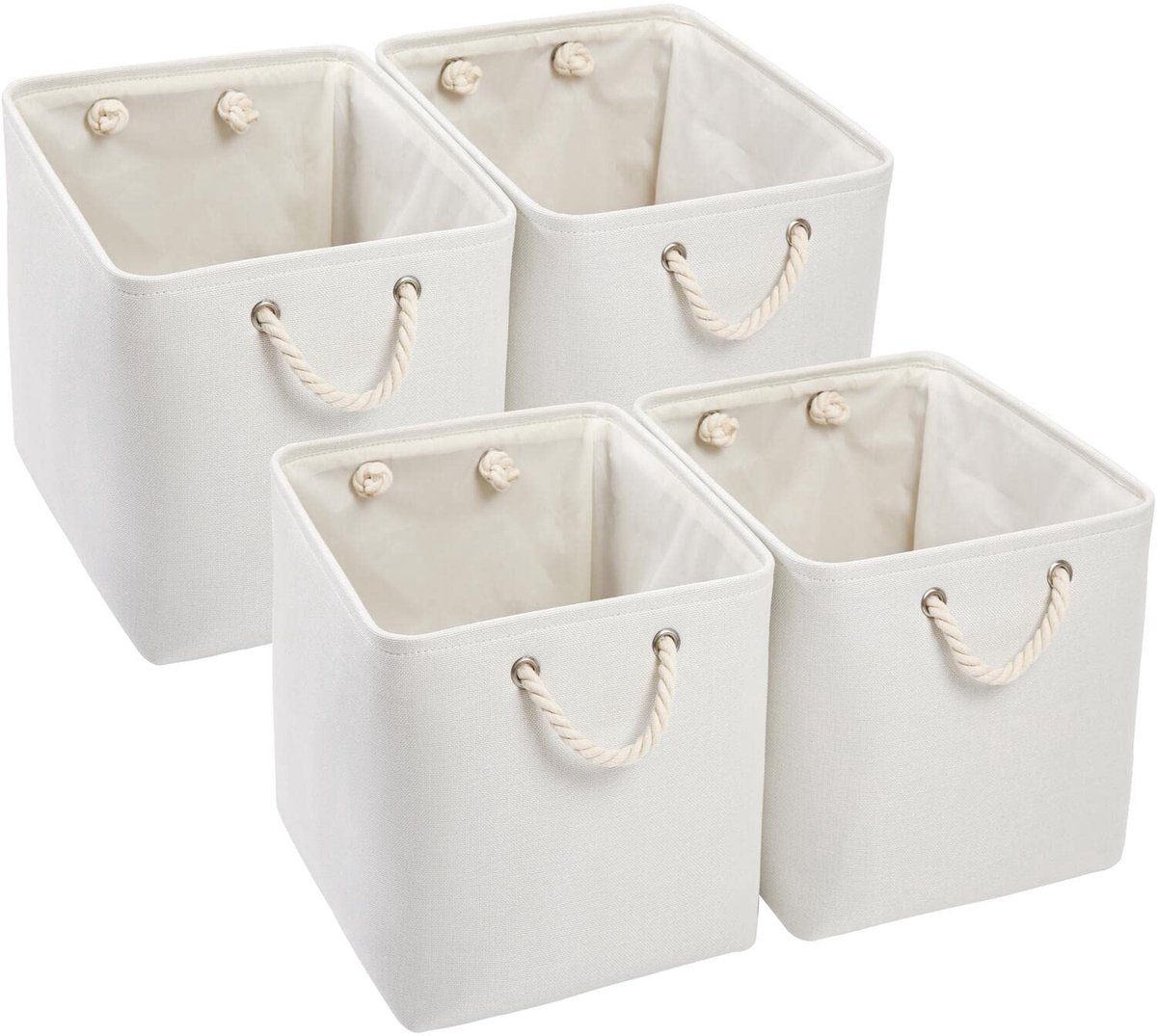 Ibenzoa® Ruime Stoffen Opbergmand – Crèmewit, 4 Stuks (33 x 38 x 33 cm)