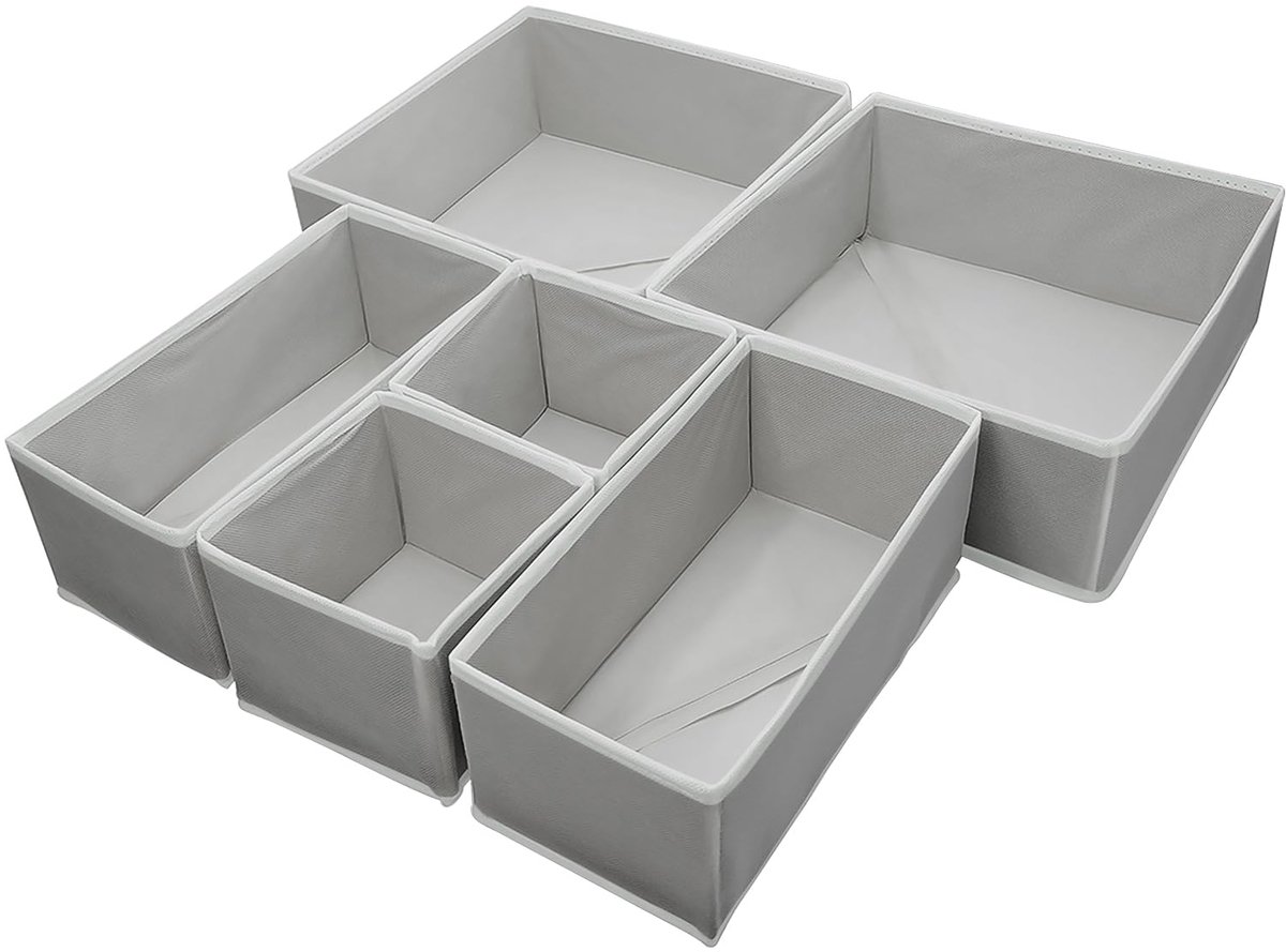 Ibenzoa® Flexibele Ladeorganisatie voor Kleding en Ondergoed - 6 Stuks Grijs