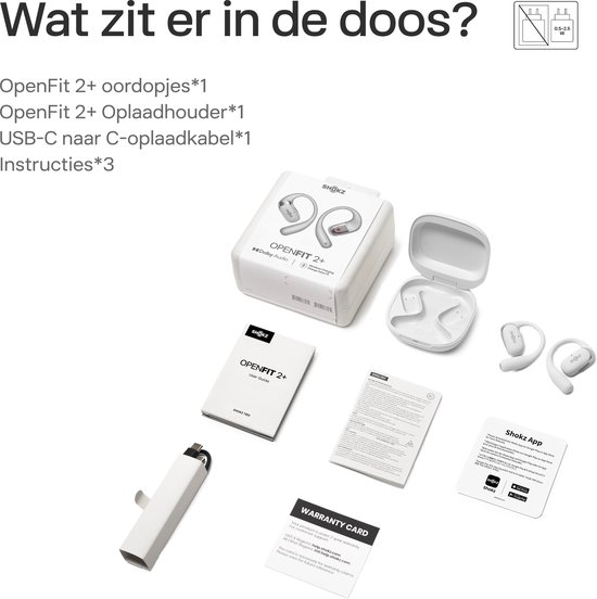 Shokz OpenFit 2+ Open-ear Sporthoofdtelefoon – Dolby Audio – Draadloze Oordopjes – Grijs