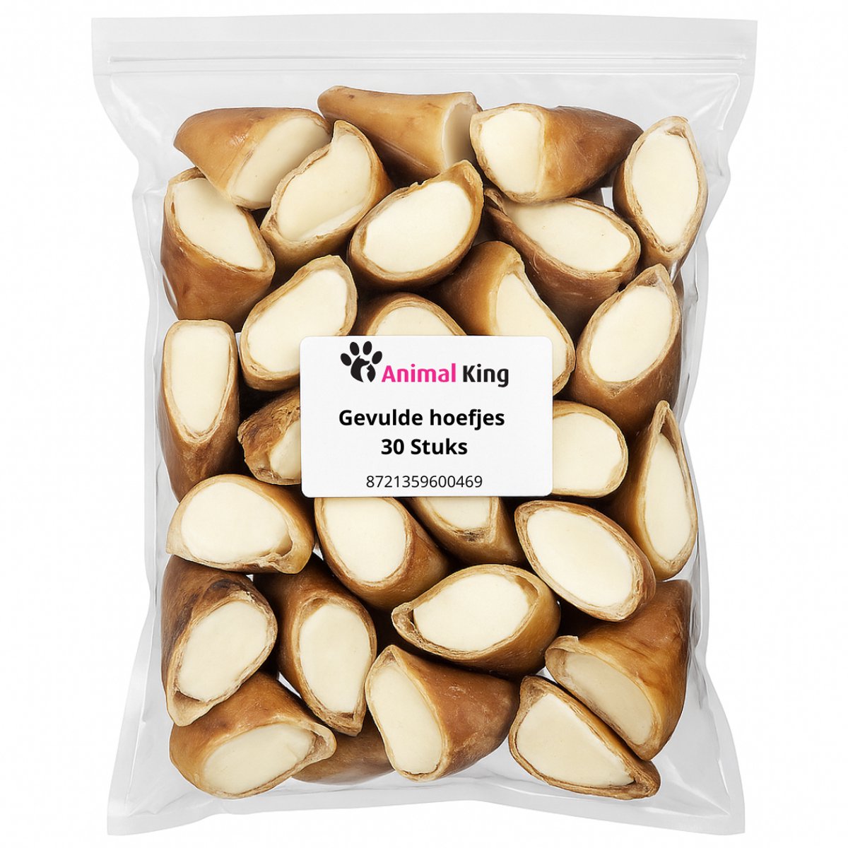 Animalking Kalfshoefjes Hond Gevuld - Hoefjes Hondensnack - Runderhoefjes hond - Kauwsnack Hond - 30 Stuks