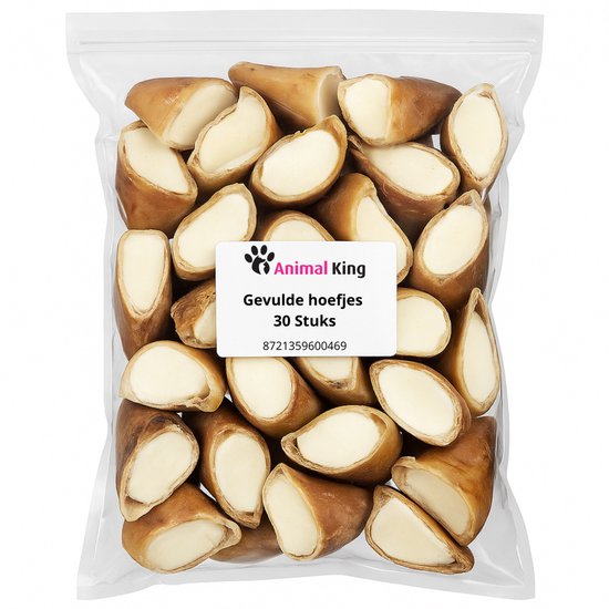 Animalking Kalfshoefjes Hond Gevuld - Hoefjes Hondensnack - Runderhoefjes hond - Kauwsnack Hond - 30 Stuks