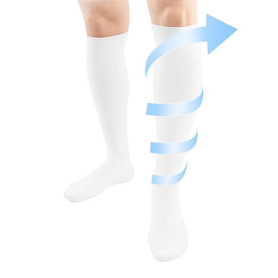 Duopack Compressiekousen / Steunkousen - Elastische Hardloop / Sport / Vliegtuig Compressie Sokken - Running Travel Sock - Reissokken / Reis Kousen - Heren/Dames - Wit
