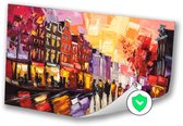 Kleurrijke straat bij zonsondergang - Stadsgezicht poster - Posters gebouwen - Expressionisme - Poster decoratie - Woonkamer decoratie - poster 60x40 cm