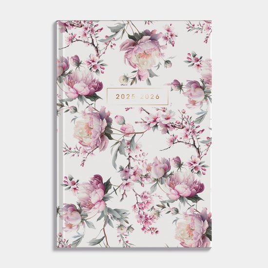 Hobbit - Luxe Schoolagenda 2025-2026 - 1 week op 2 pagina's - Harde kaft - A5 (14 x 20,5 cm) - Kersenbloesem