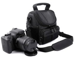 BukkitBow - Luxe Cameratas - Compact & Schokbestendig - Met Schouderband - Geschikt voor Canon Powershot & EOS DSLR - Zwart