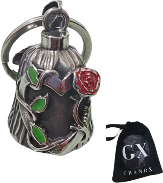 Grand X - Bell Guardian - Rose Épineuse - Bell -clés - Porte-clés Moto - Cloche Porte-Bonheur Moto - Pendentif Sac - Foi