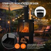 Bol.com Tuinhaard met schoorsteen 128x40 cm vierkant zwart stalen terrasverwarmer met pook verwijderbaar dak ML design aanbieding