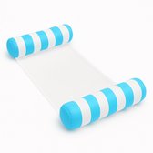 Dicadore - Waterhangmat - Luchtbed Zwembad - Luchtmatras opblaasbaar - Lichtblauw/wit streep - Zwembad/Strand - Waterspeelgoed - Vakantie