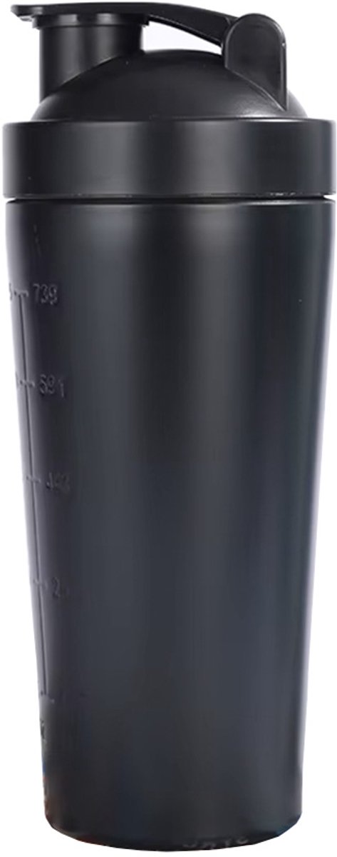 Slimtron Shakebeker – 750ml – Lekvrije Fitnessbeker met Dekselsluiting - zwart - eiwitshaker