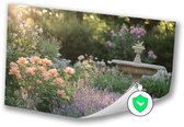 Romantische tuin met bloemen en fontein - Natuur wanddecoratie - Poster bloemen - Impressionisme - Slaapkamer poster - Schilderijen & posters - poster 60x40 cm