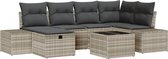 vidaXL - 7-delige - tuinset - met - kussens - in - lichtgrijs - poly - rattan
