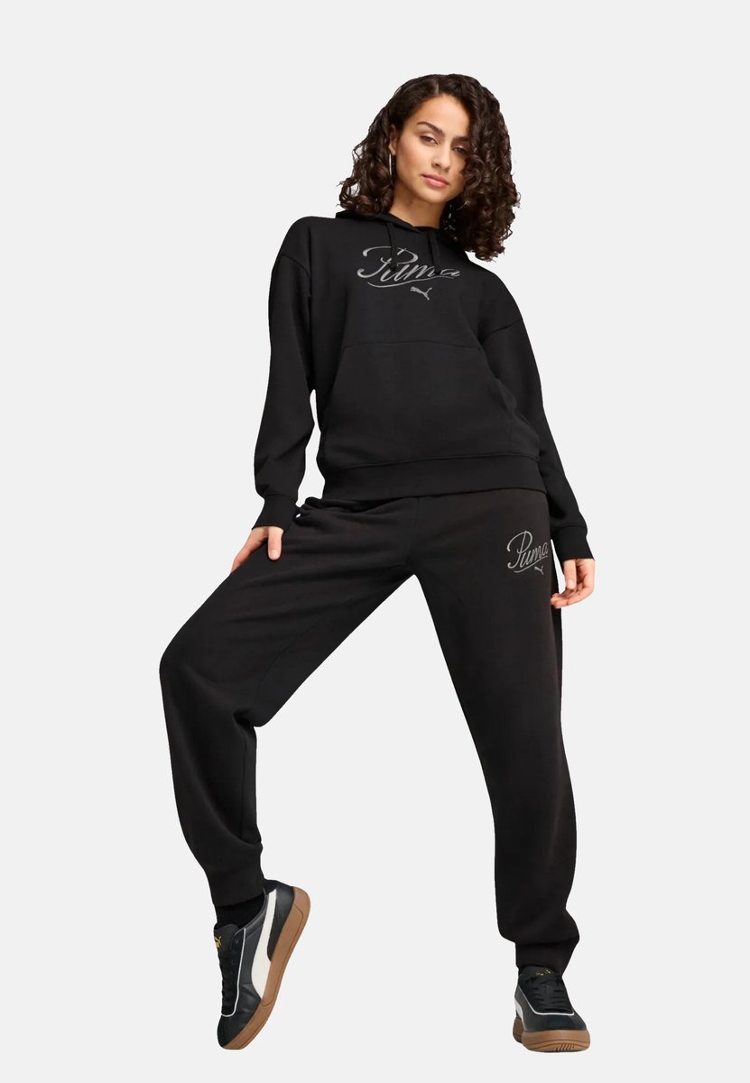 Puma Kapuzensweatshirt ESS SCRIPT Comfort Hoodie Zwart