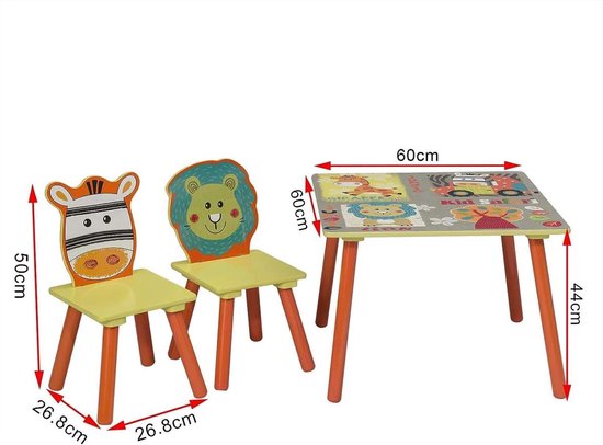 Kindertafel Met 2 Stoelen In Jungle Design - Creëer Een Speelse Leefruimte Voor Kinderen